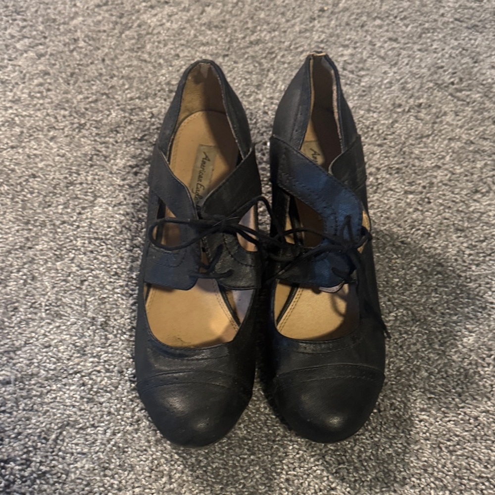 American Eagle Outfitters Black Lace-Up Cutout Heels